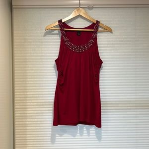White House Black Market Red beaded sleeveless top size Medium